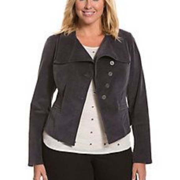 Lane Bryant Jackets & Blazers - NWT Lane Bryant Gray Corduroy Asymmetrical Jacket